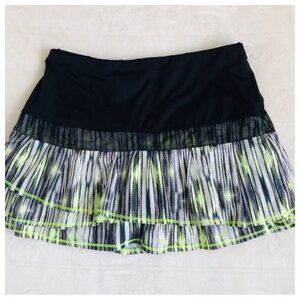 Lucky in Love Black and Neon Green Tennis/Pickleball layered Sport Skort